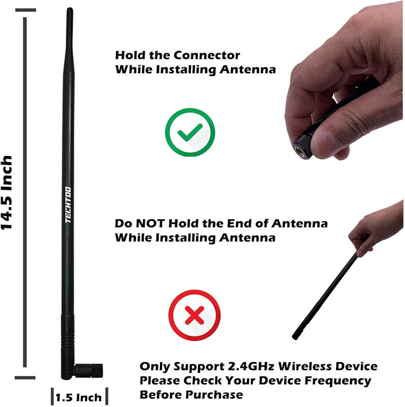 TECHTOO 9dBi WiFi Antenna with SMA Male Connector Compatible W/Foscam Anran Haloview IP Camera & Other Wireless Security Camera Antenna - 2.4Ghz Wireless Networking Device (SMA-Plug 2Pack) - Image 5